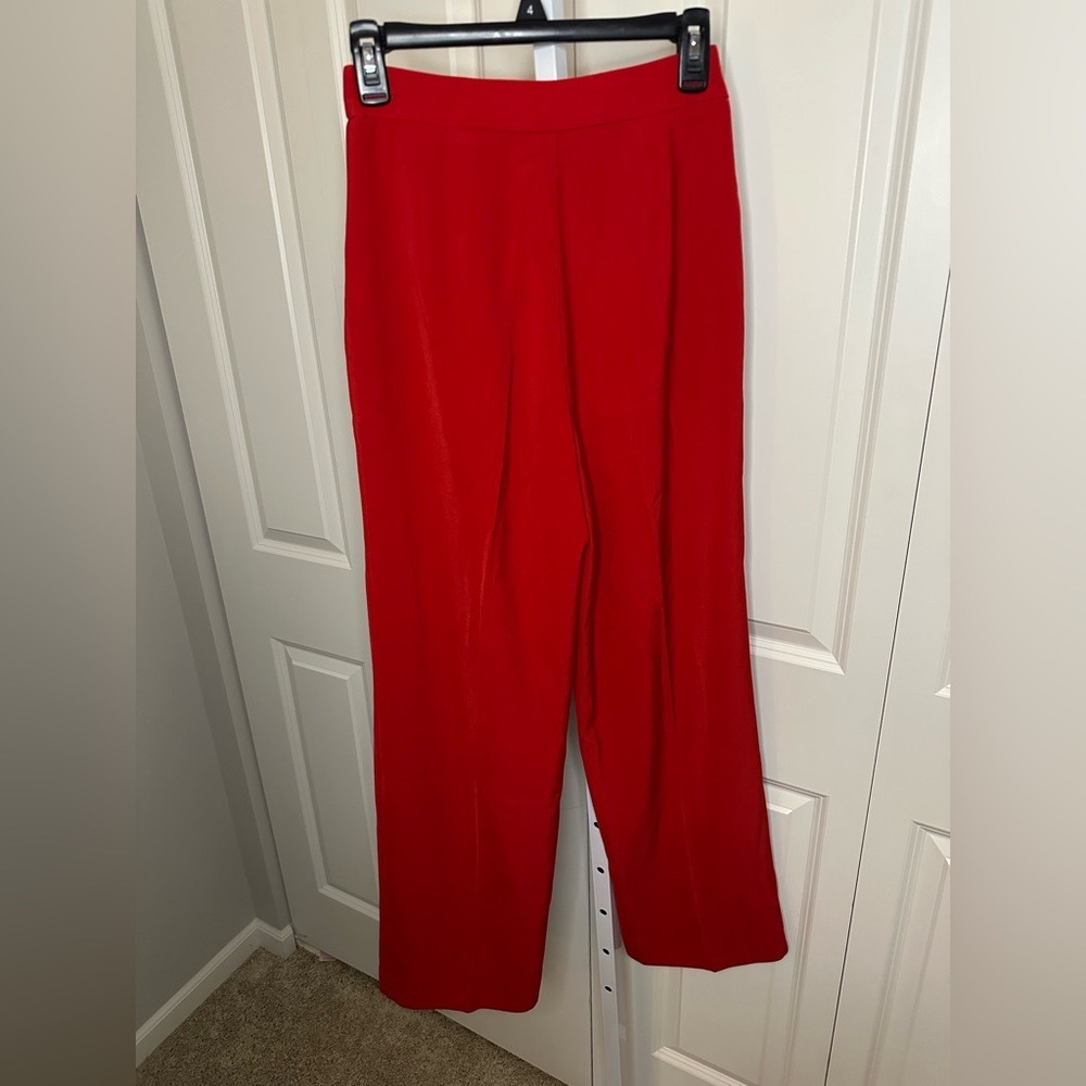 Commense Red High Waist Wide Leg Trousers Pants XS Extra Small New - Picture 3 of 3